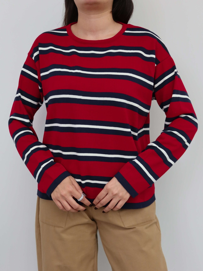 Bisiklet Yaka Oversize Triko Bluz