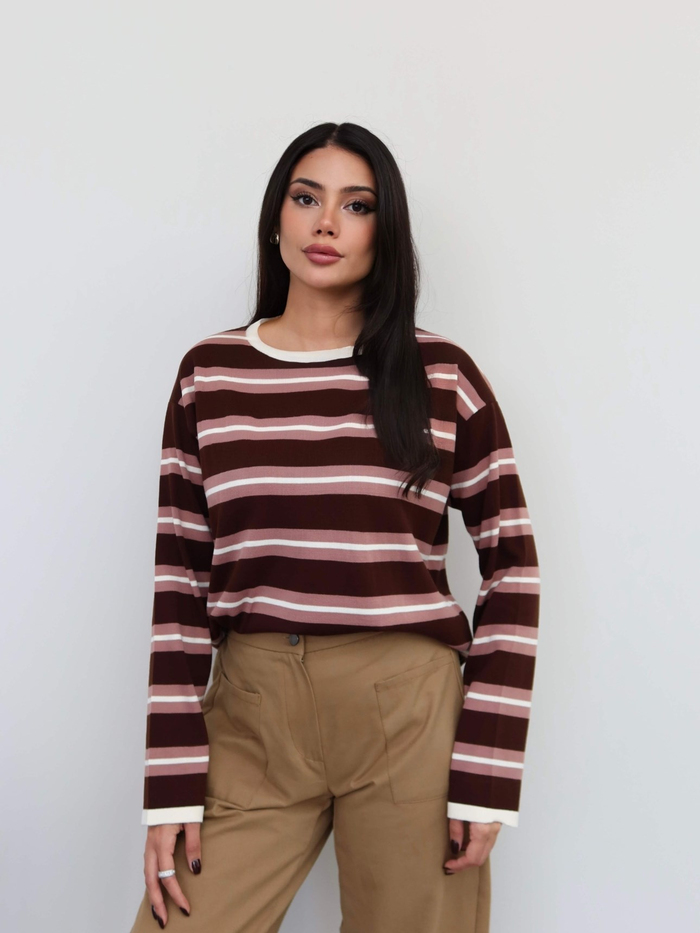 Bisiklet Yaka Oversize Triko Bluz