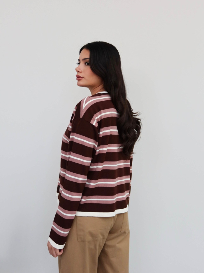 Bisiklet Yaka Oversize Triko Bluz