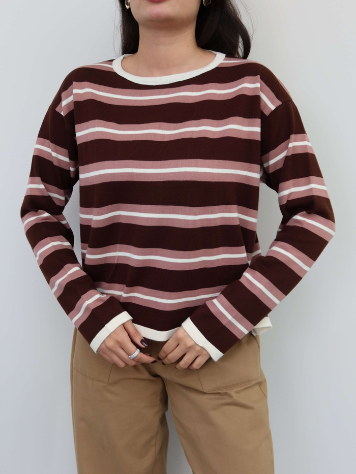 Bisiklet Yaka Oversize Triko Bluz