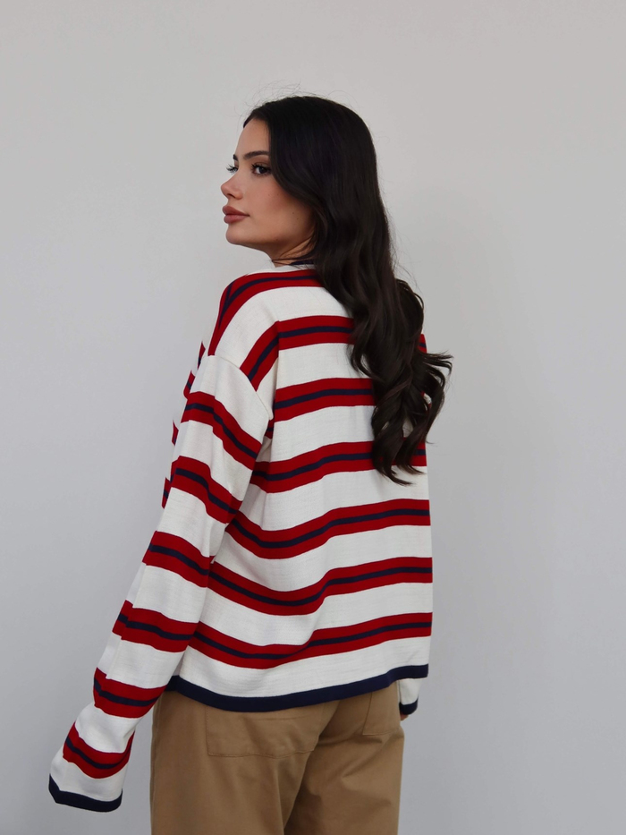 Bisiklet Yaka Oversize Triko Bluz