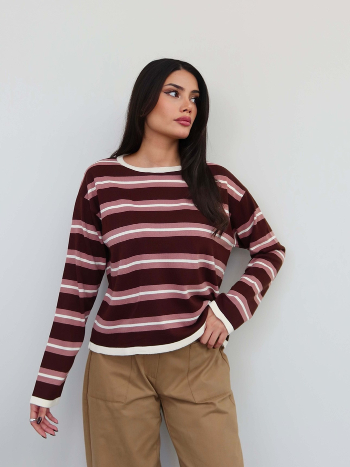 Bisiklet Yaka Oversize Triko Bluz
