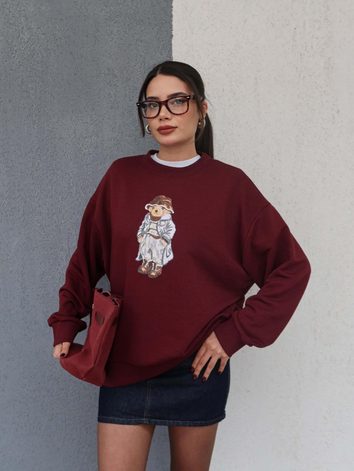 Bisiklet Yaka  Teddy Bear Sweat