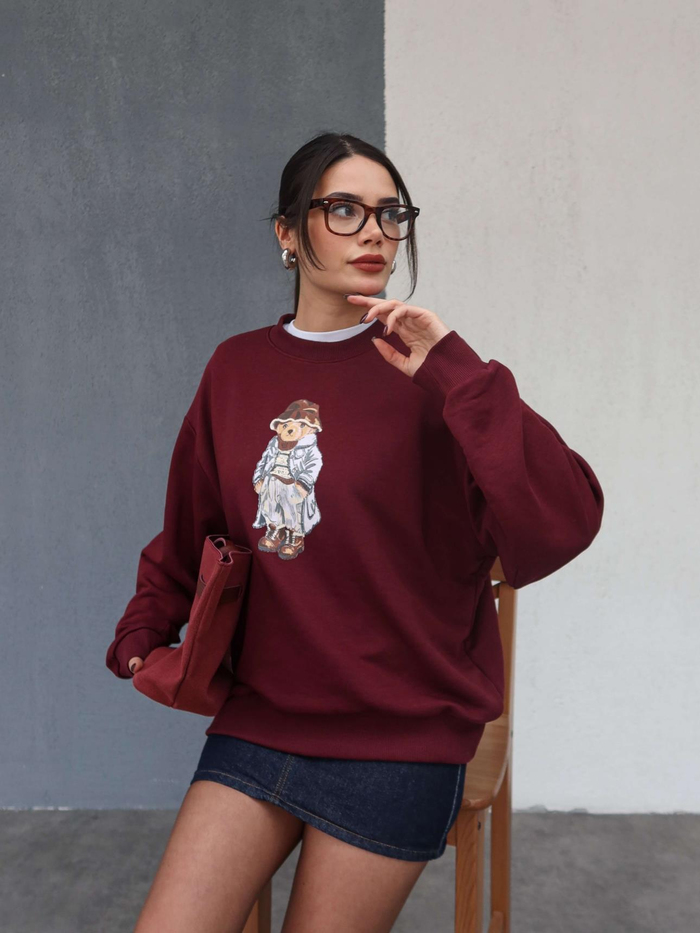 Bisiklet Yaka  Teddy Bear Sweat