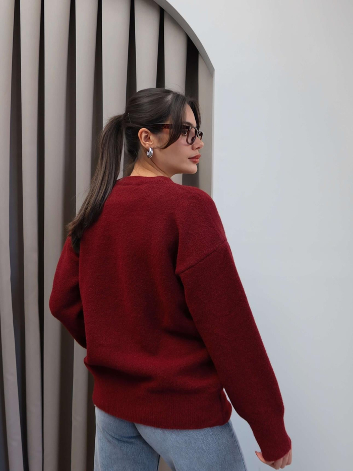 Bisiklet Yaka Yumuşak Dokulu Oversize Kazak