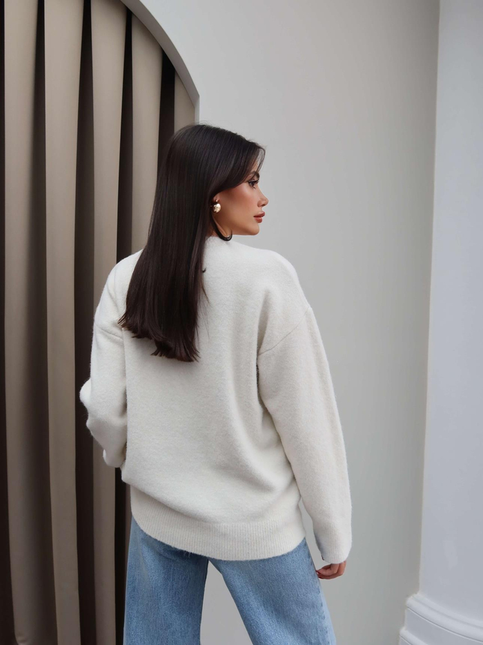 Bisiklet Yaka Yumuşak Dokulu Oversize Kazak