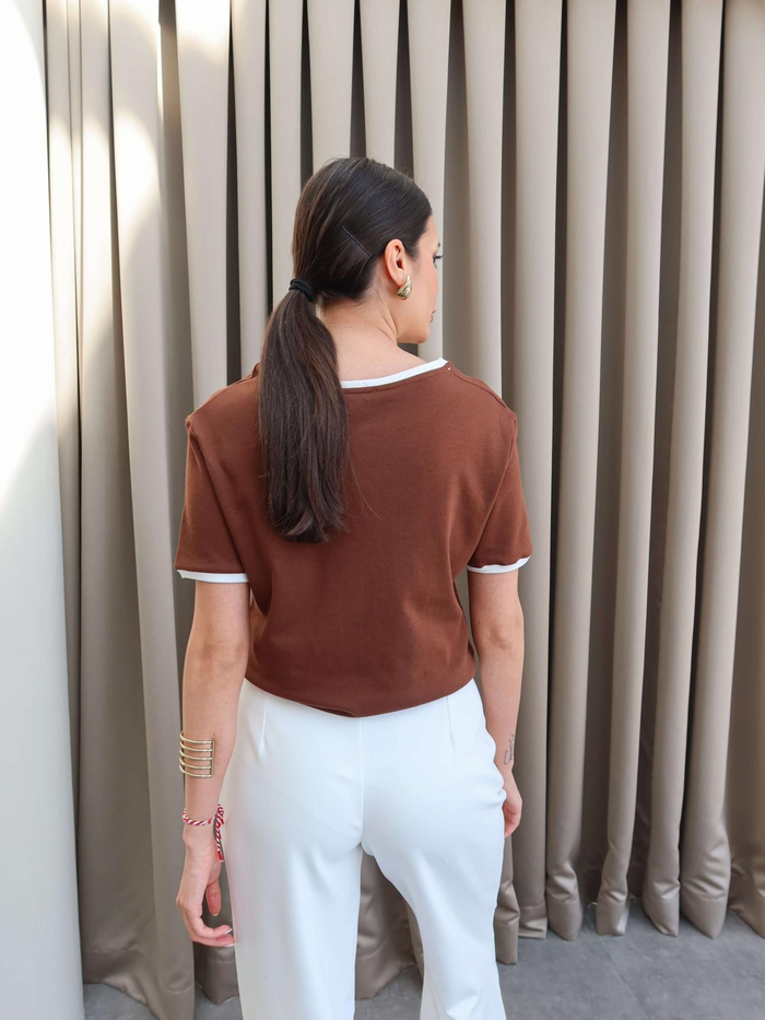 Biyeli Bisiklet Yaka T-Shirt