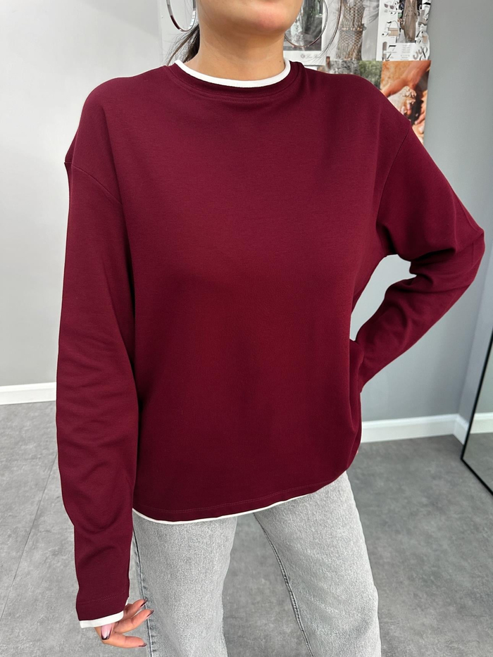 Biyeli Oversize Uzun Kol Sweatshirt
