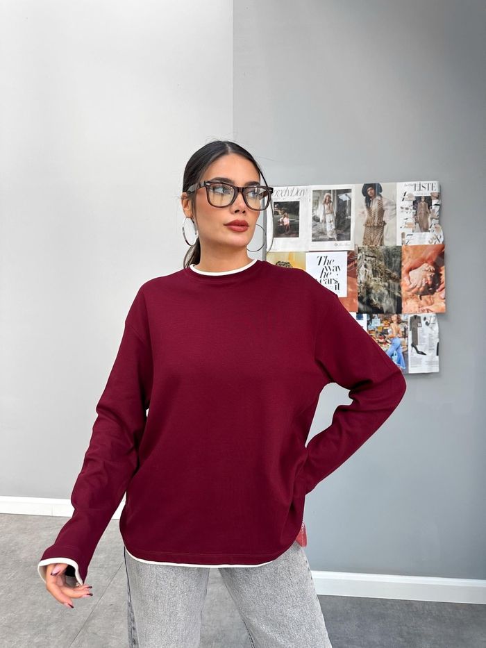 Biyeli Oversize Uzun Kol Sweatshirt