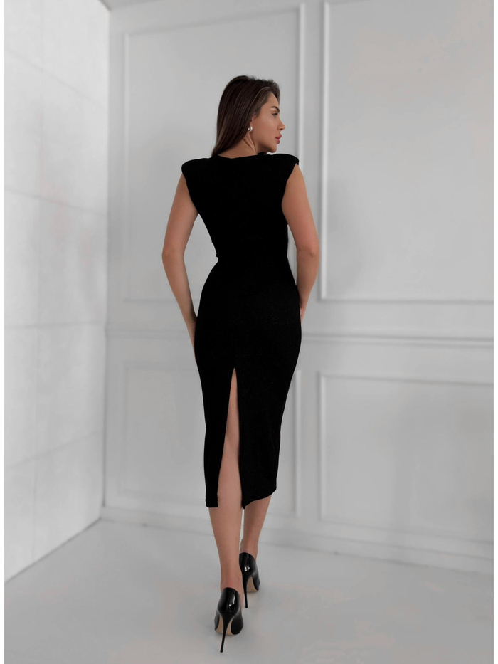 Black Parlak Vatkalı Elbise