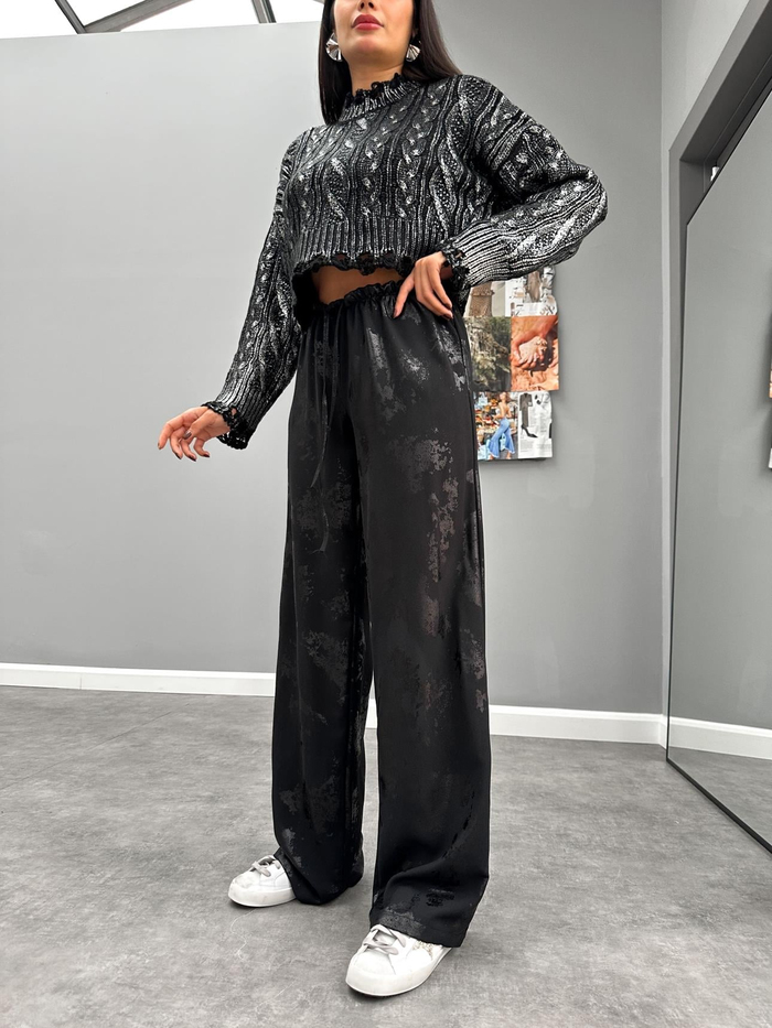 Black Varak Baskılı Pantolon