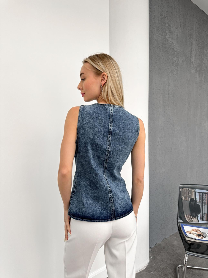 Blue Denim Yelek