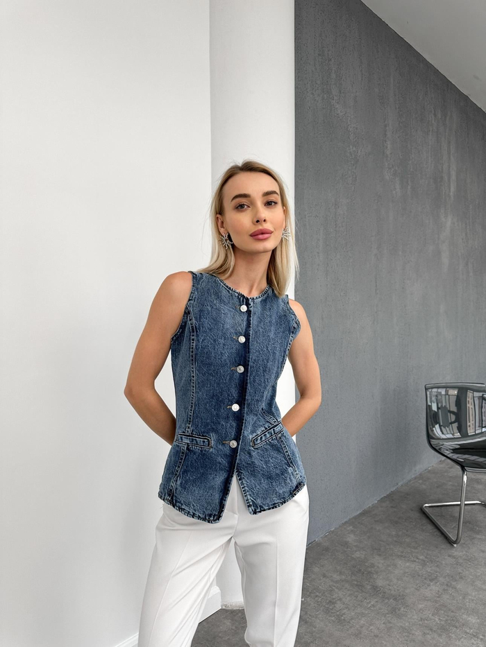 Blue Denim Yelek