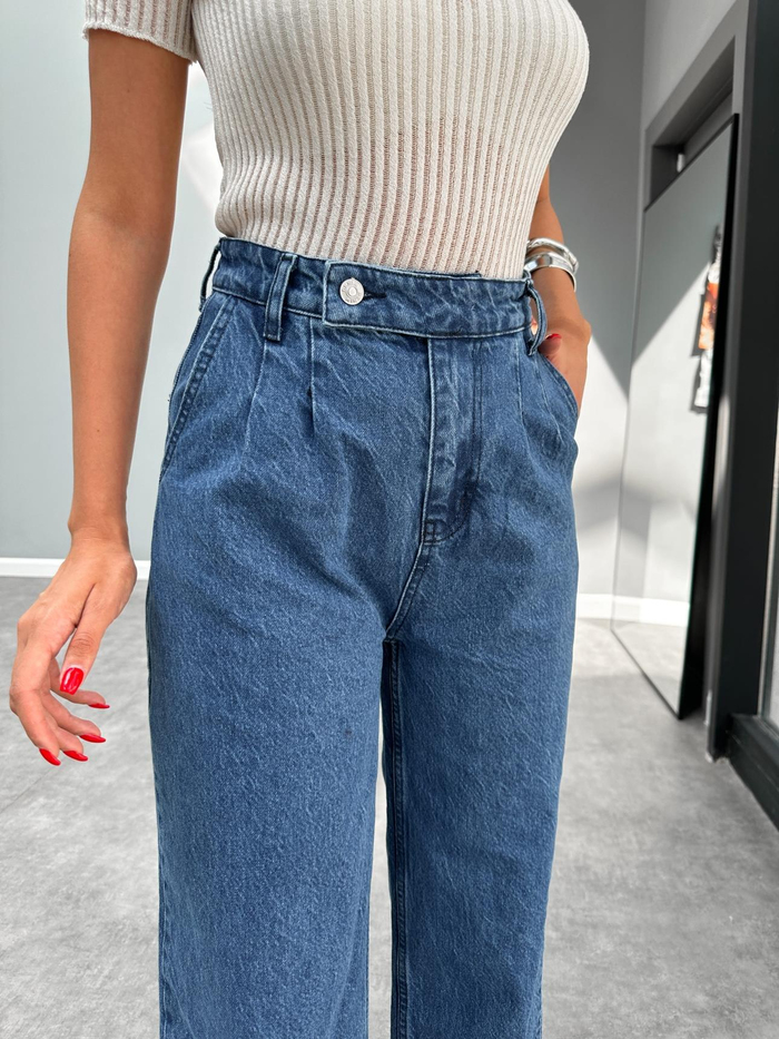 Blue Dil Detaylı Denim Pantolon