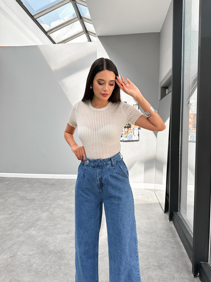 Blue Dil Detaylı Denim Pantolon