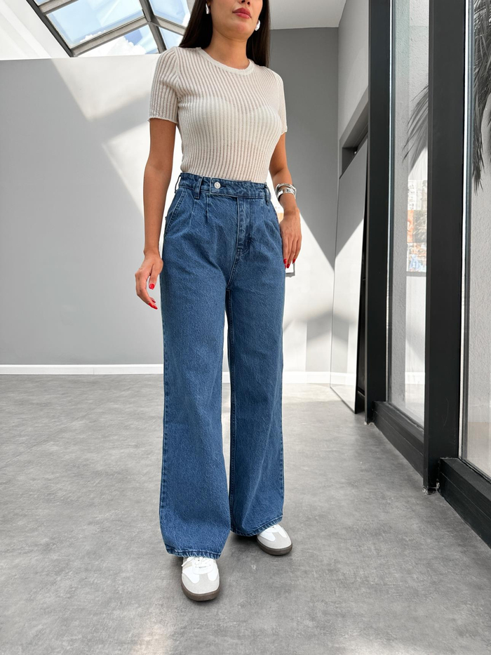 Blue Dil Detaylı Denim Pantolon
