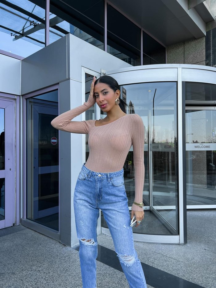 Blue Diz Yırtık Mom Jean