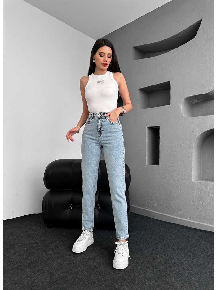 Blue Likralı Mom Jean