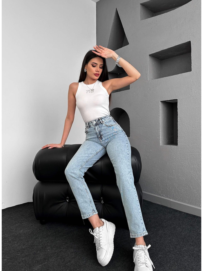 Blue Likralı Mom Jean