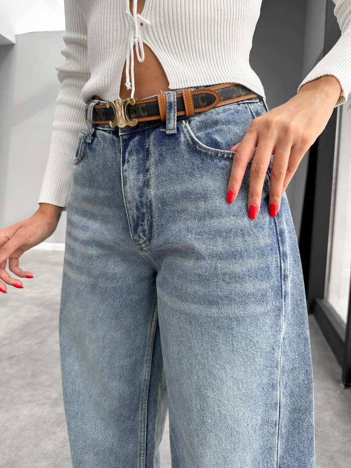 Blue Yıkamalı Baggy Jean