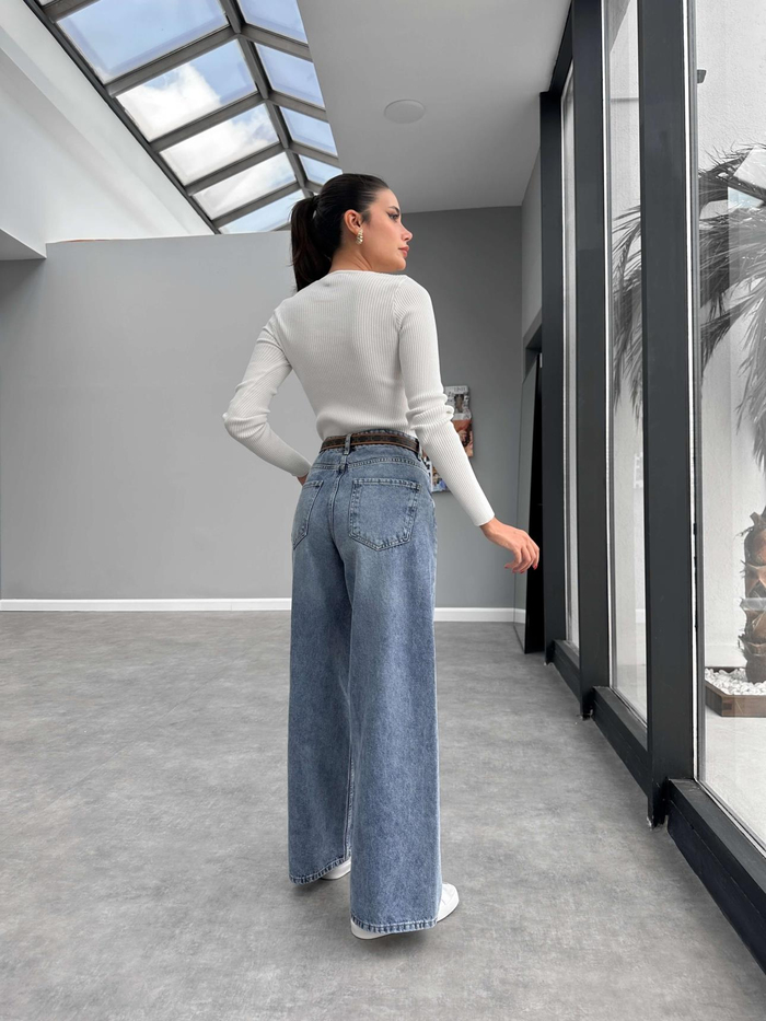 Blue Yıkamalı Baggy Jean