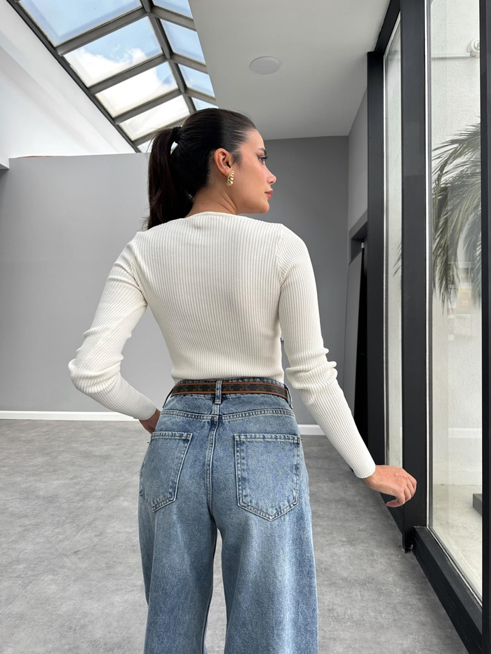 Blue Yıkamalı Baggy Jean