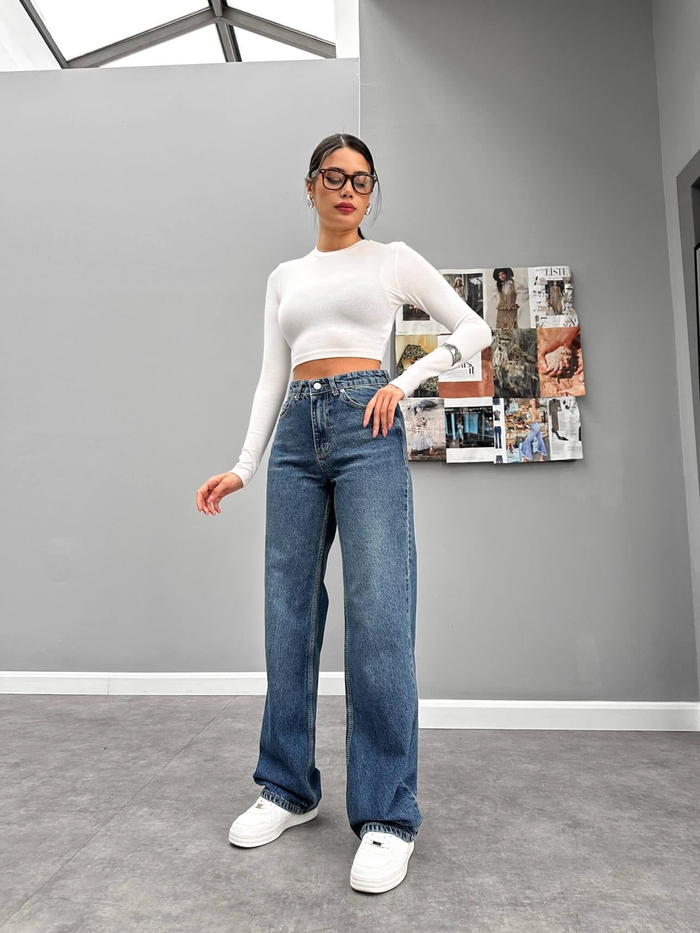 Blue Yıkamalı Straight Orj Jean