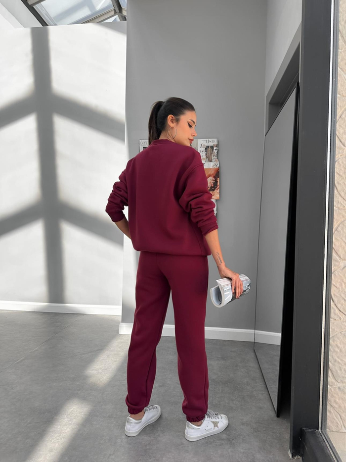 Bordo Basic Sweatshirt Takım