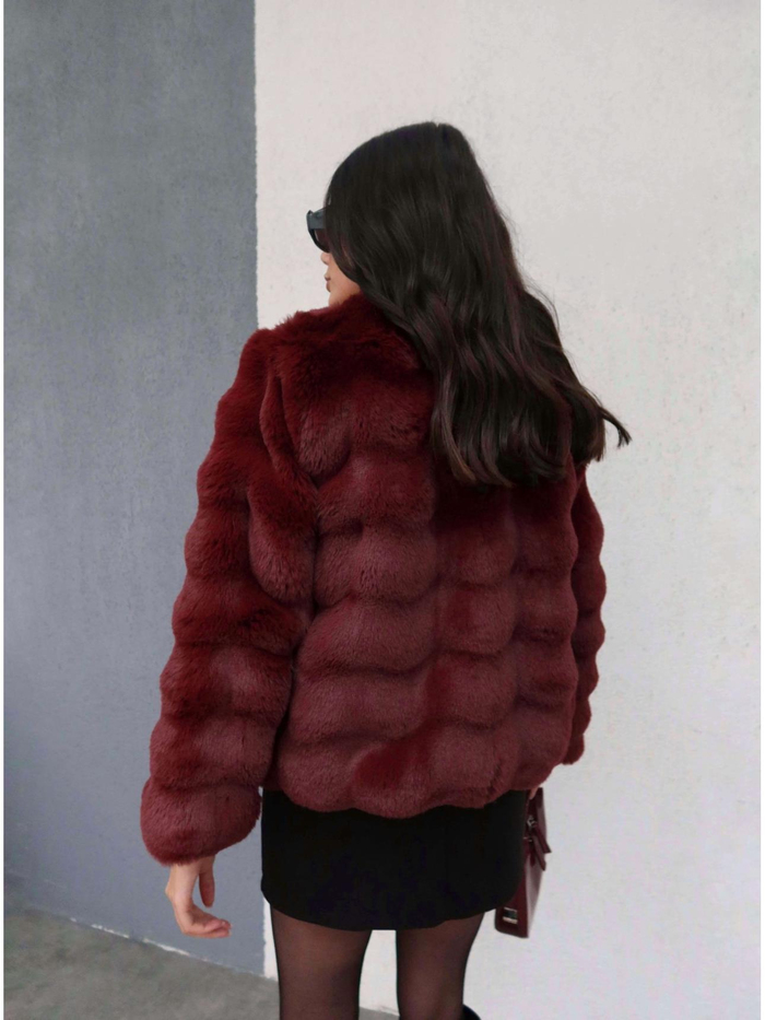 Bordo Kısa Bubble Kürk