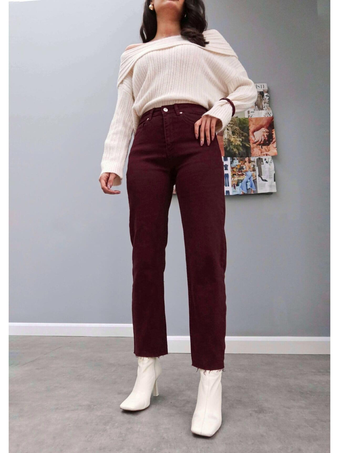 Bordo Paça Kesik Orj Jean