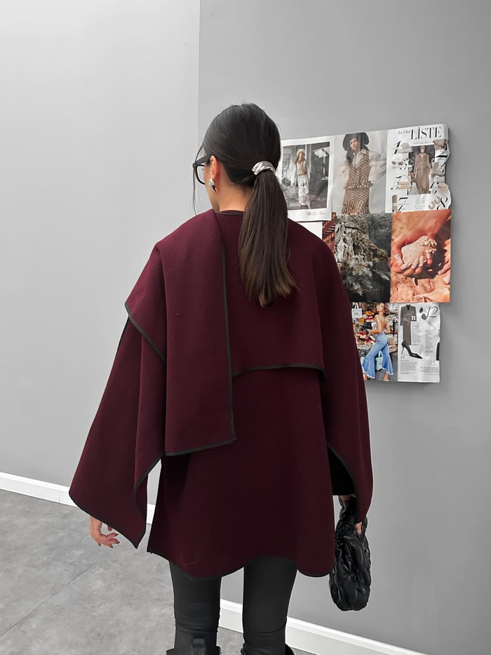 Bordo Şal Detaylı Panço