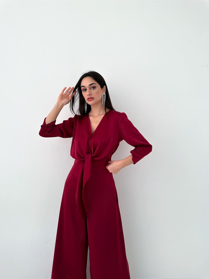 Bordo Saten İkili Takım