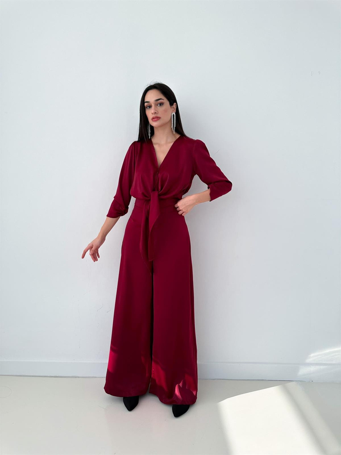 Bordo Saten İkili Takım