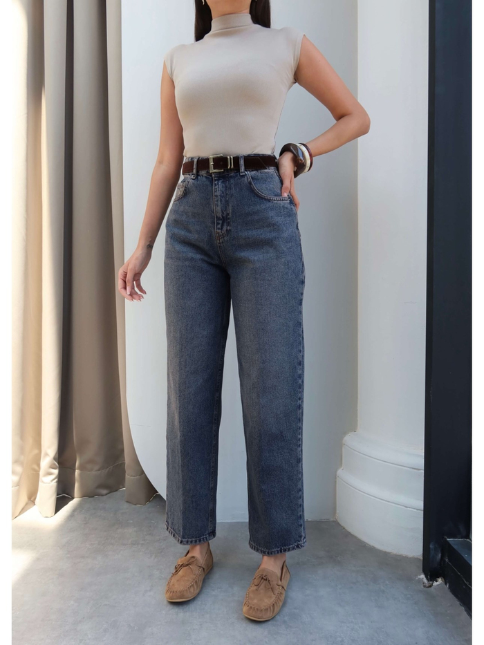 Boyfriend Süet Kemerli Jean