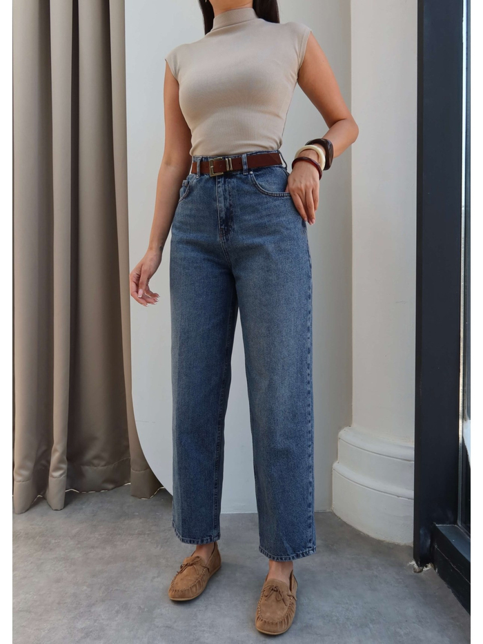 Boyfriend Süet Kemerli Jean