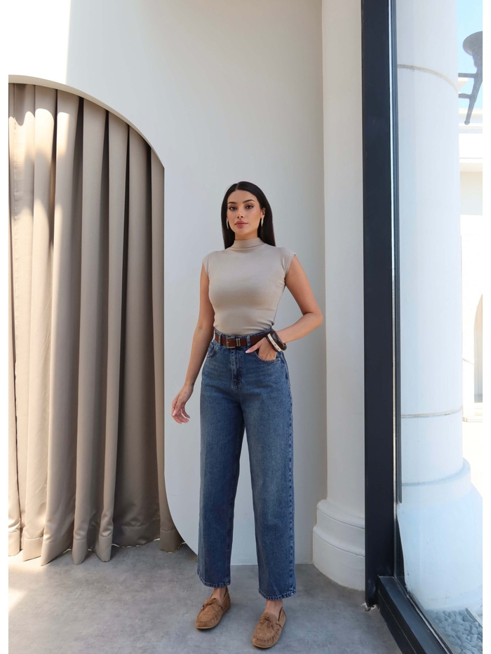 Boyfriend Süet Kemerli Jean