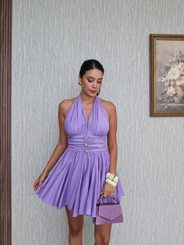 Boyundan Bağlamalı  Mini Elbise