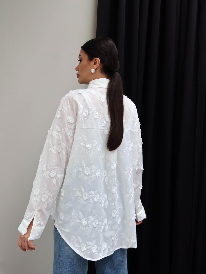 Brodeli Poplin Gömlek