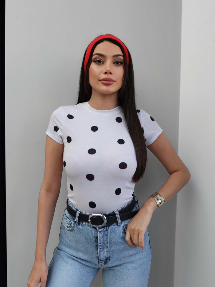Büyük Puantiyeli Basic Tshirt