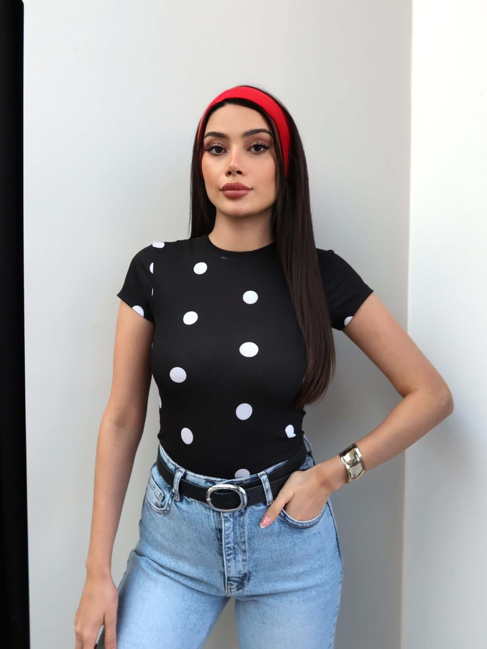 Büyük Puantiyeli Basic Tshirt