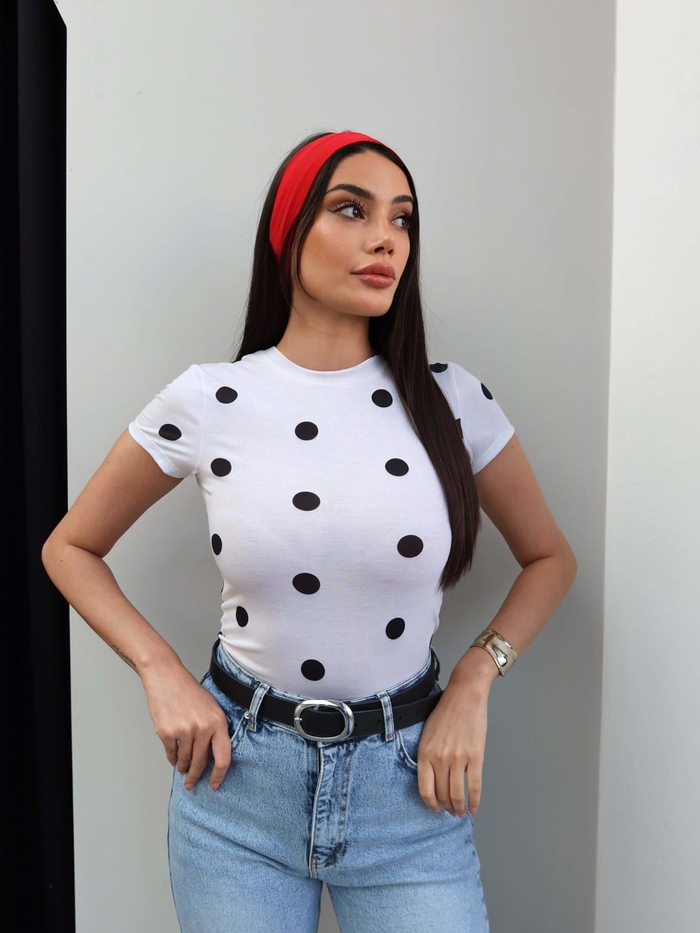 Büyük Puantiyeli Basic Tshirt
