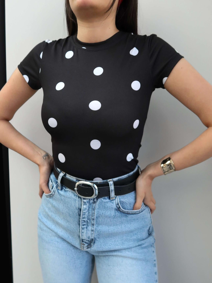 Büyük Puantiyeli Basic Tshirt