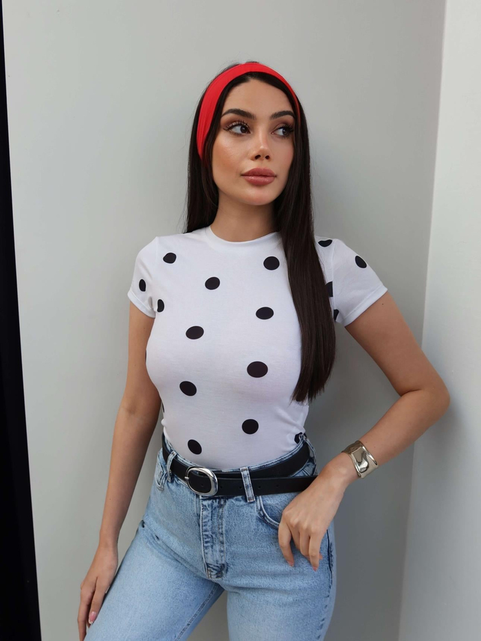 Büyük Puantiyeli Basic Tshirt