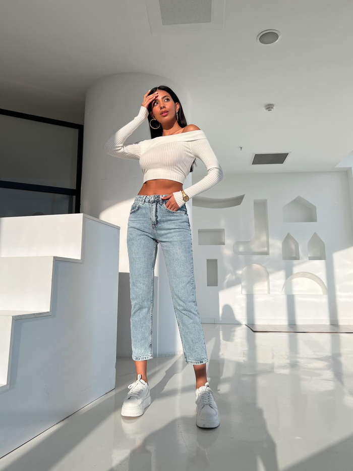 Buz Mavi Premium Mom Jean