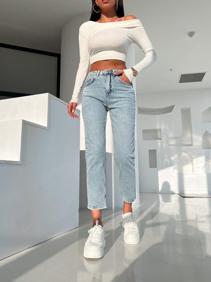 Buz Mavi Premium Mom Jean