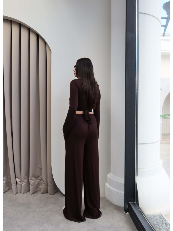 Çapraz Bağlamalı Bluz Pantolon Takım