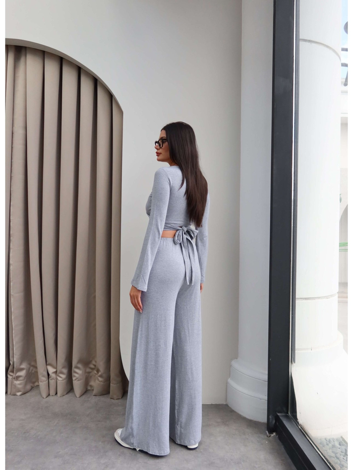 Çapraz Bağlamalı Bluz Pantolon Takım