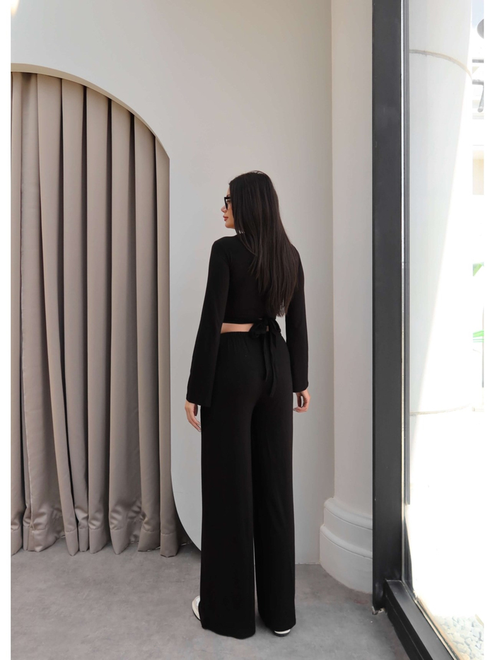 Çapraz Bağlamalı Bluz Pantolon Takım