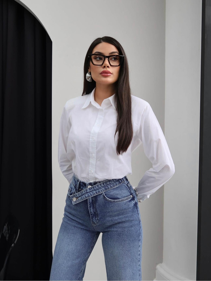 Çapraz Bel Detaylı Wide Leg Jean