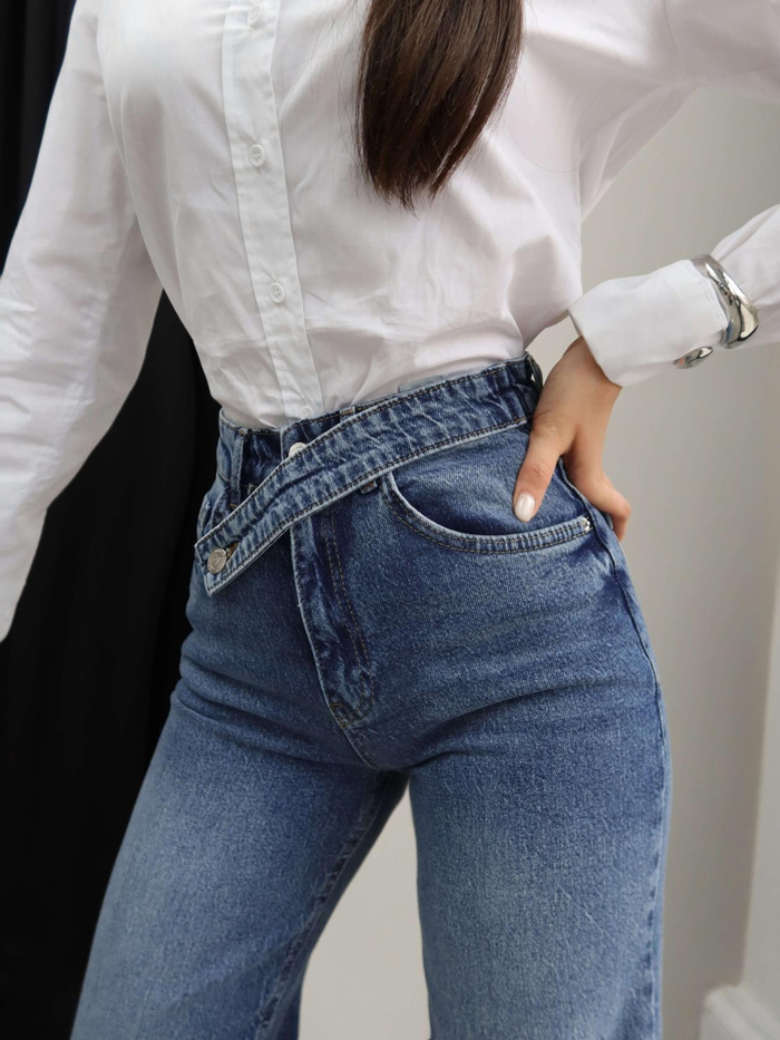 Çapraz Bel Detaylı Wide Leg Jean